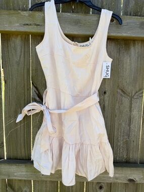 SHUG Cream Tie-Waist Mini Dress